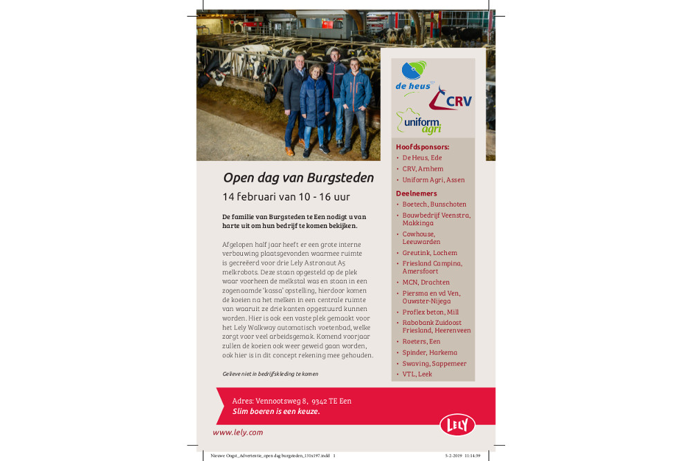 14. Februar 2019 Tage der offene Tür Familie Van Burgsteden in Een (NL)